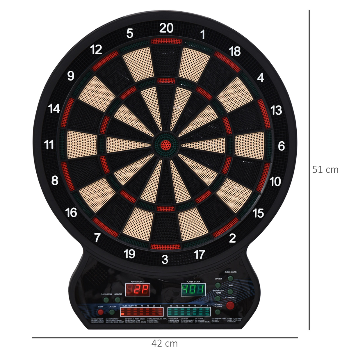 Electronic Dartboard with LED Scoreboard, 27 Games & 12 Soft Darts – Multiplayer Ready