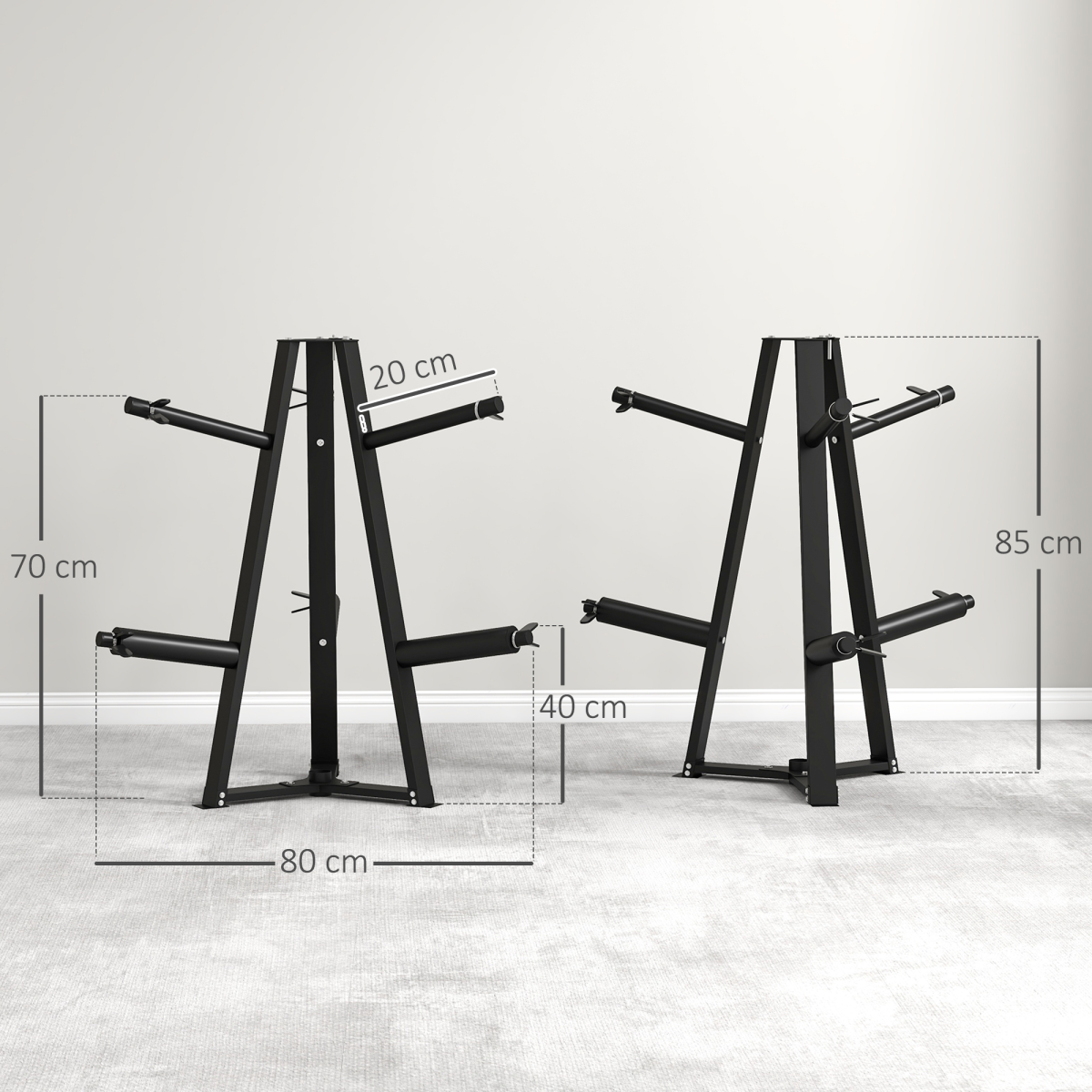 Weight Plate Storage Rack with Barbell Holder & Safety Clamps – 300kg Capacity