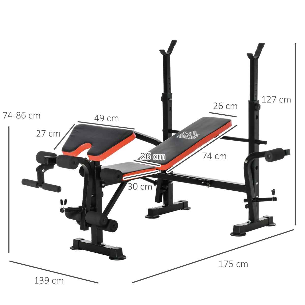Ultimate Adjustable Weight Training Bench with Squat Rack & Leg Extension - All Round Fitness