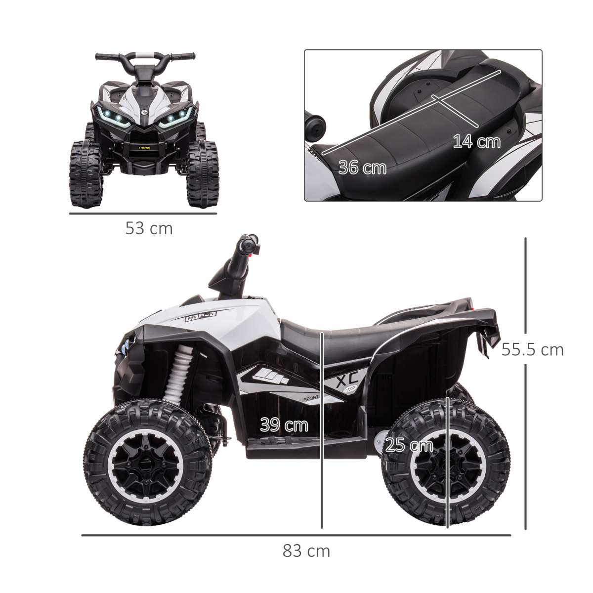 12V Electric Quad Bike for Kids Ride-On ATV Toy with Lights & Music – Ages 3-5