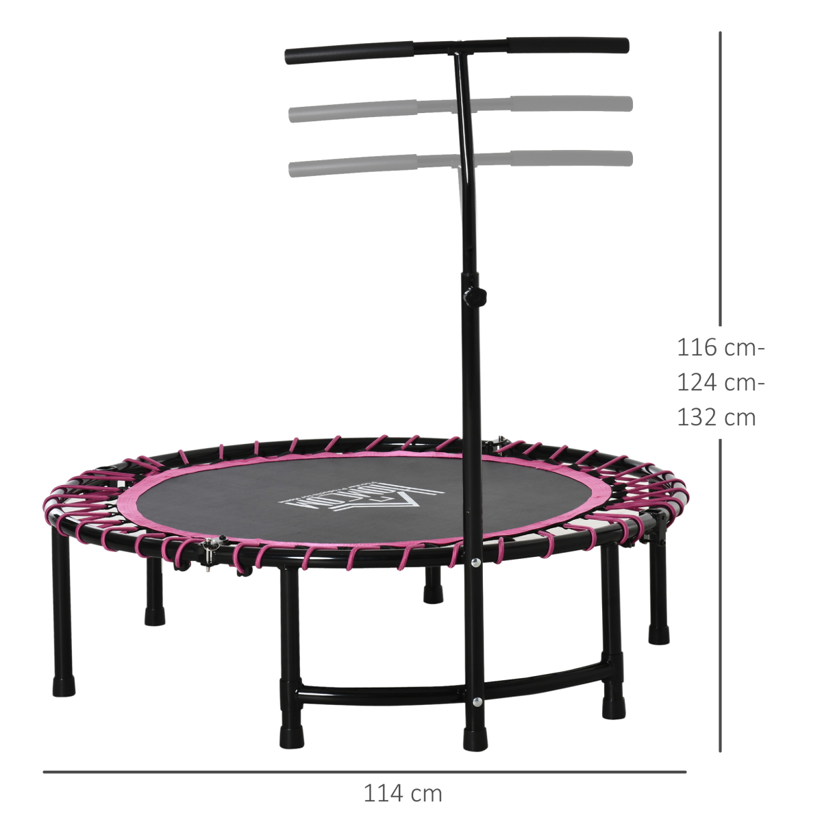 Pink HOMCOM Mini Trampoline for Fitness: Adjustable Handle for All Ages - All Round Fitness