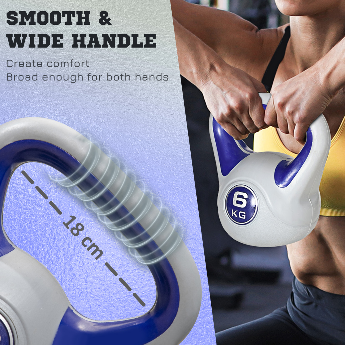 SPORTNOW 6kg Kettlebell: Versatile Home Gym Workout Tool in Purple & Grey - All Round Fitness