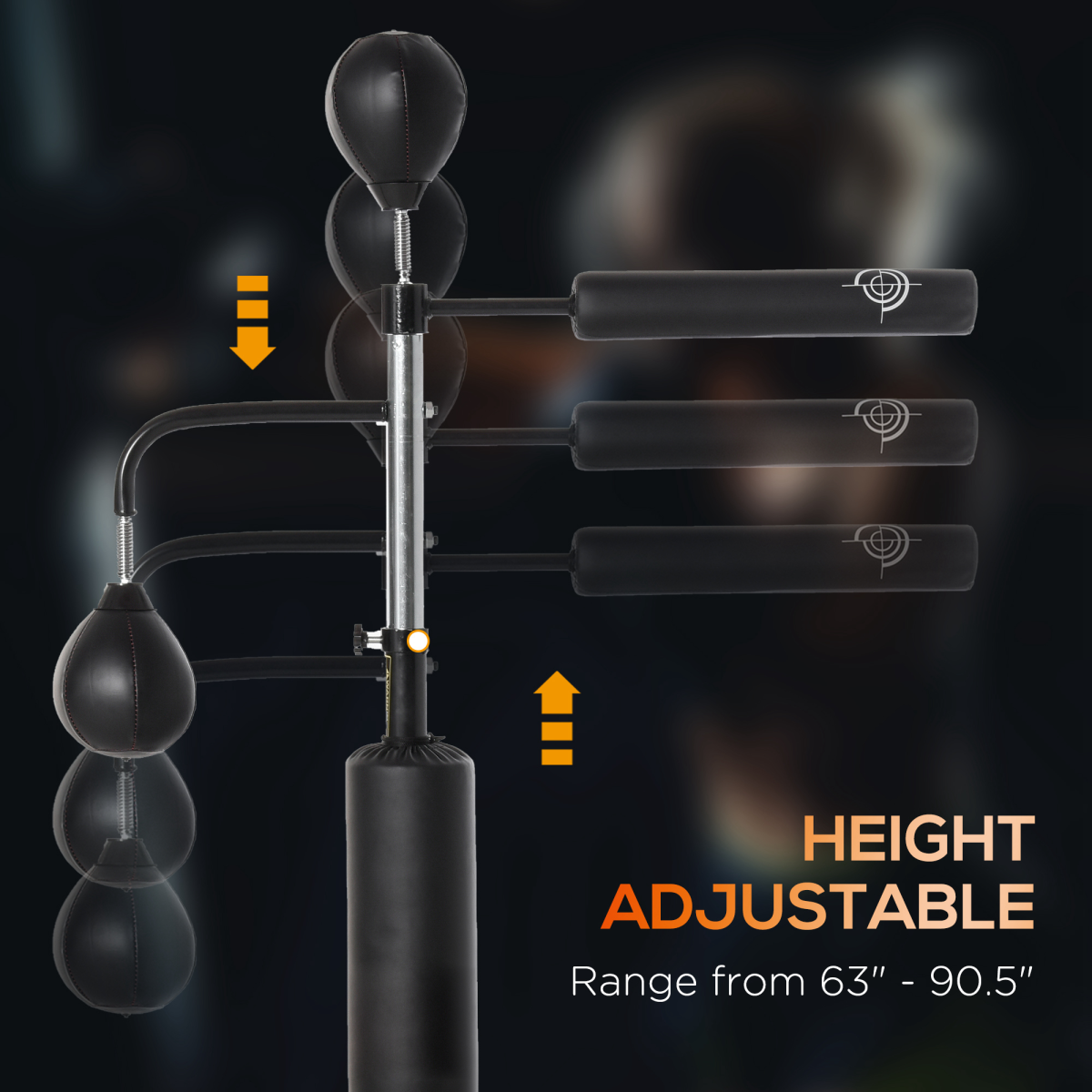 4-in-1 Adjustable Boxing Training Station with Reflex Bar, Double Speedballs & Punching Bag