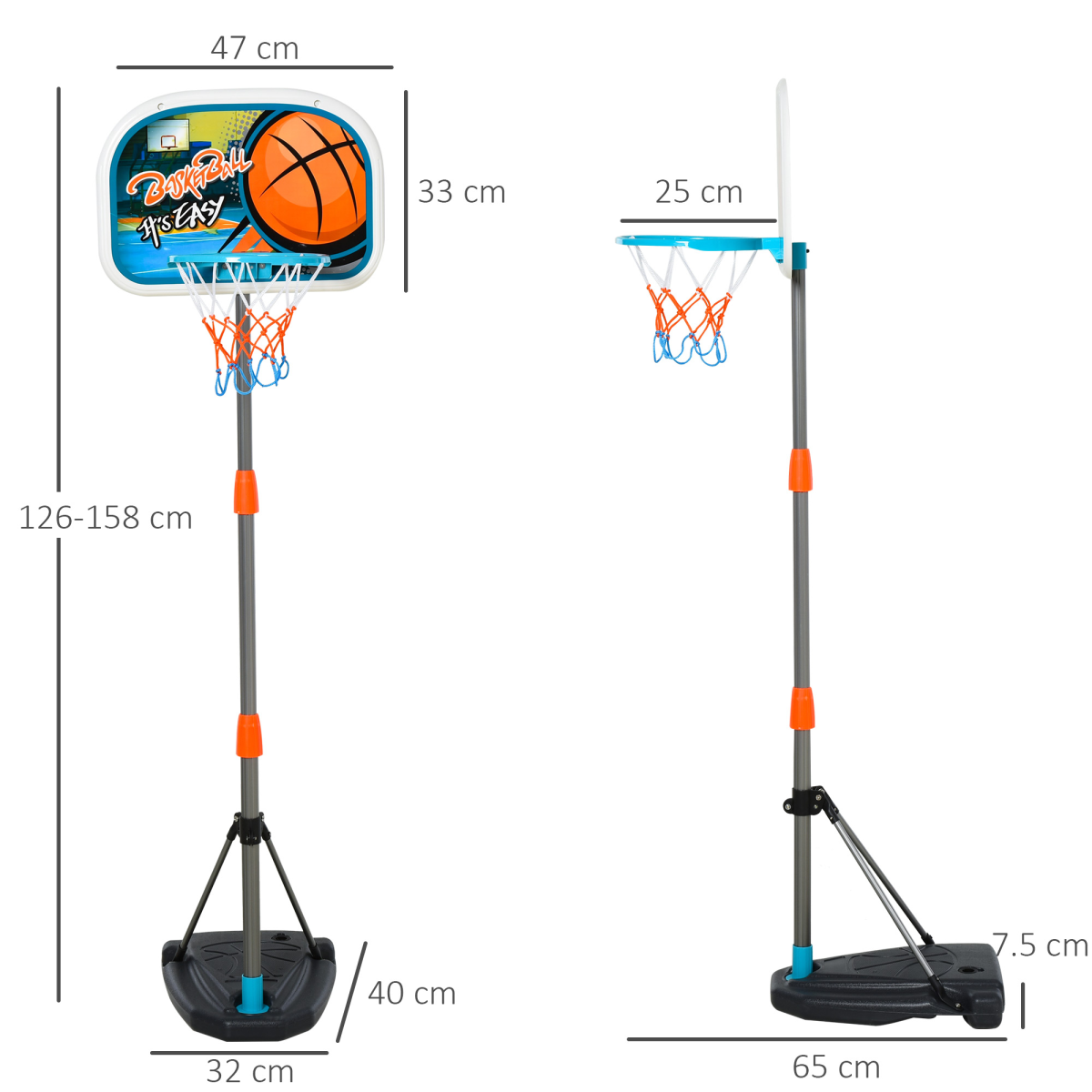 3-in-1 Kids Basketball Hoop Set with Ball & Pump, Adjustable Height, Fillable Base – Ages 3-8