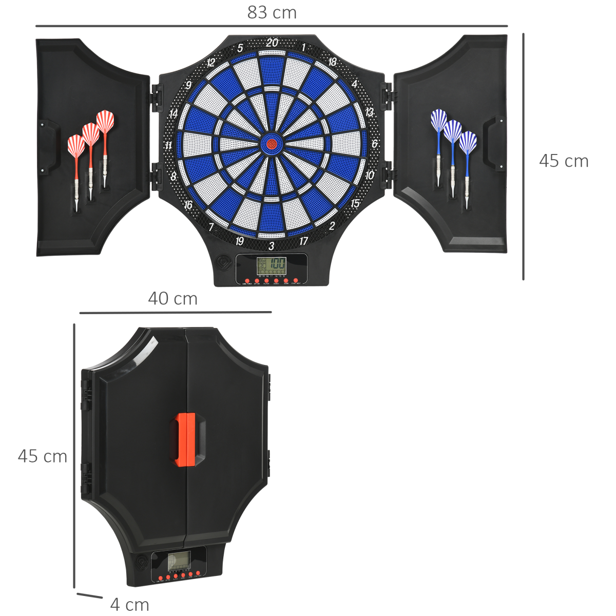 Electronic Dart Board Set with Cabinet – 31 Games, Up to 8 Players, LCD Display