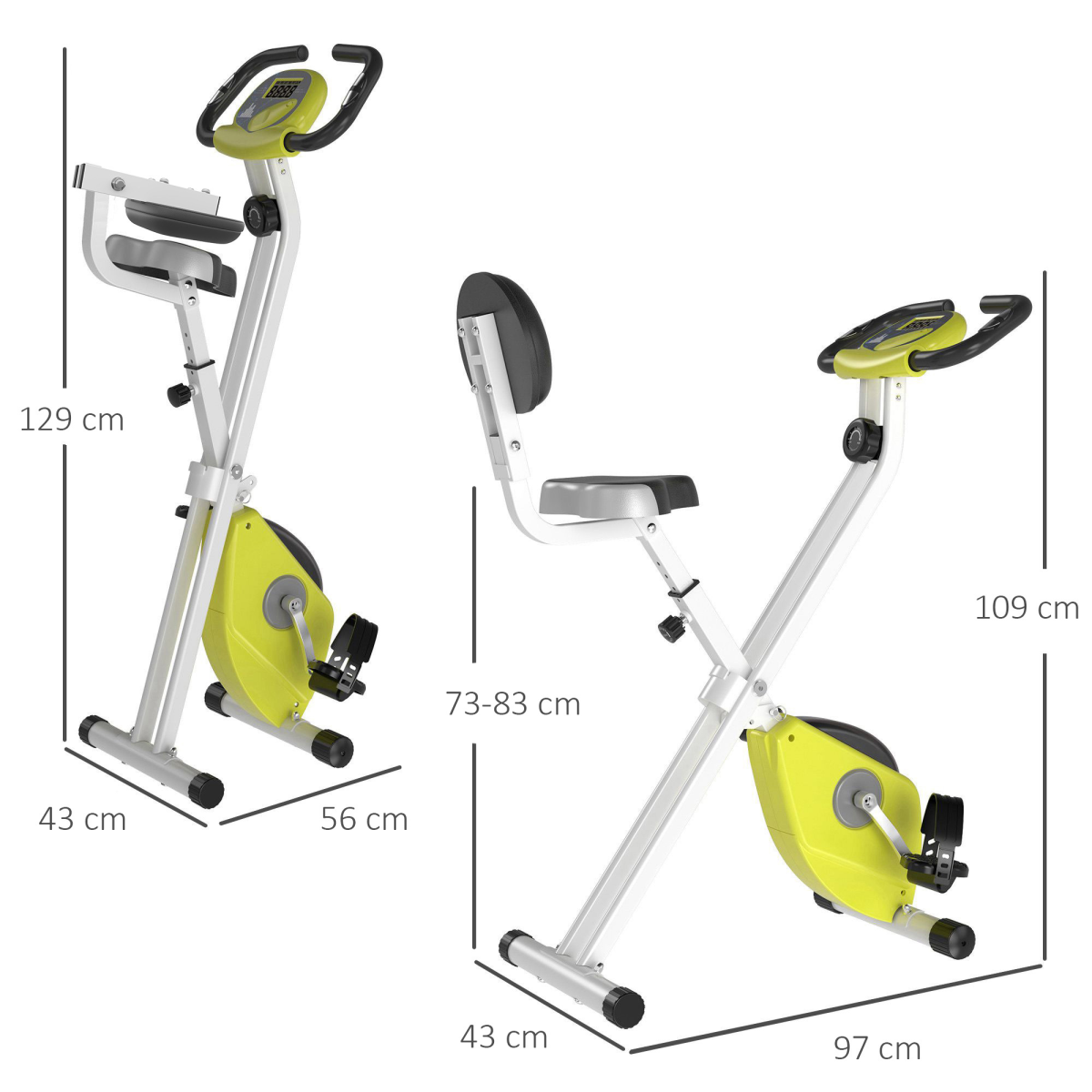 Foldable Magnetic Exercise Bike with 8 Resistance Levels, LCD Monitor & Adjustable Seat – Yellow - All Round Fitness