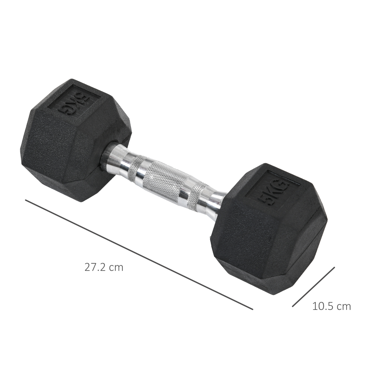 Hexagonal 5kg Rubber Dumbbell Pair for Home Gym Fitness - Durable & Safe! - All Round Fitness