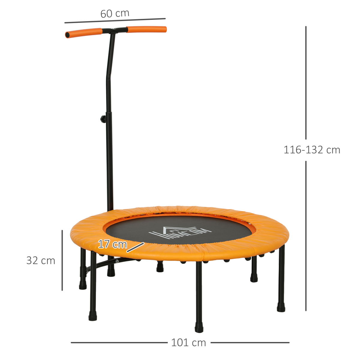 40" Mini Fitness Trampoline with Adjustable Handle – Orange