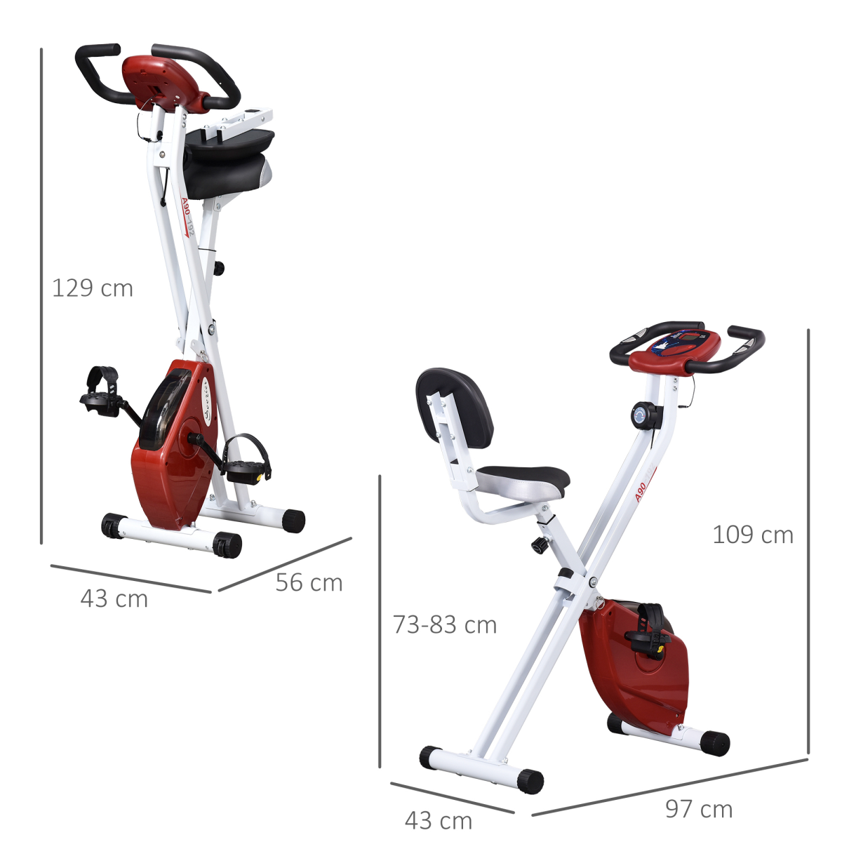 Foldable Magnetic Resistance Exercise Bike with LCD & Adjustable Seat - HOMCOM - All Round Fitness