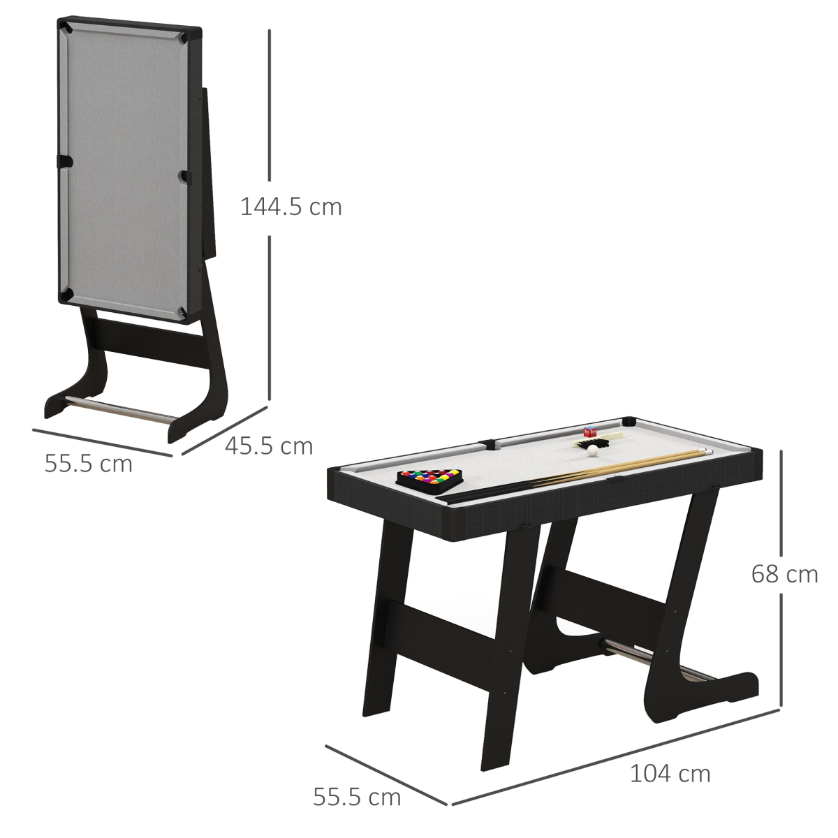 3.5ft Folding Billiard Table Set with Cues, Balls, Chalk, Triangle & Brush - All Round Fitness