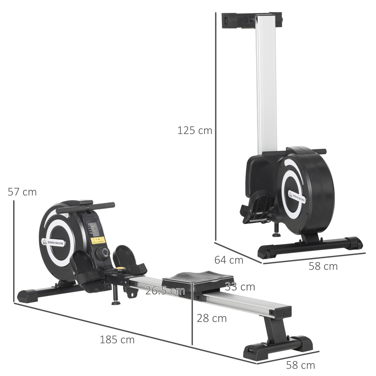 Adjustable Magnetic Rowing Machine with LCD Monitor & 8 Resistance Levels