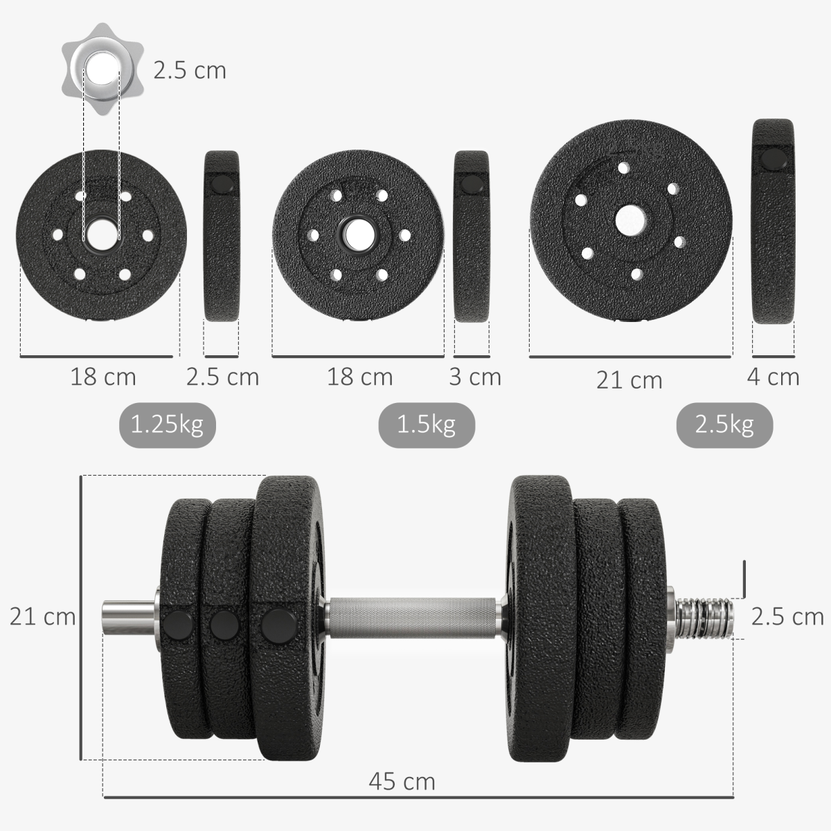 25kg Adjustable Dumbbell Weight Set – Hand Weights for Body Fitness