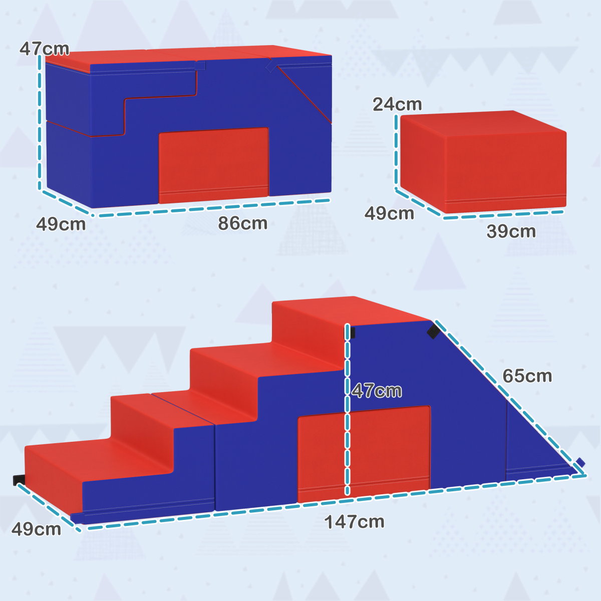 Soft Play Climber Set for Toddlers – 2-Piece Foam Blocks for Climbing, Sliding & Creative Play (Blue/Red)