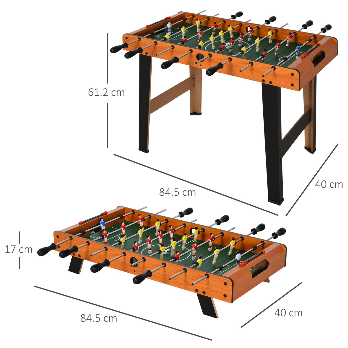 84.5cm Wooden Football Soccer Table – Arcade Game with 2 Balls, for Home, Bar & Game Room