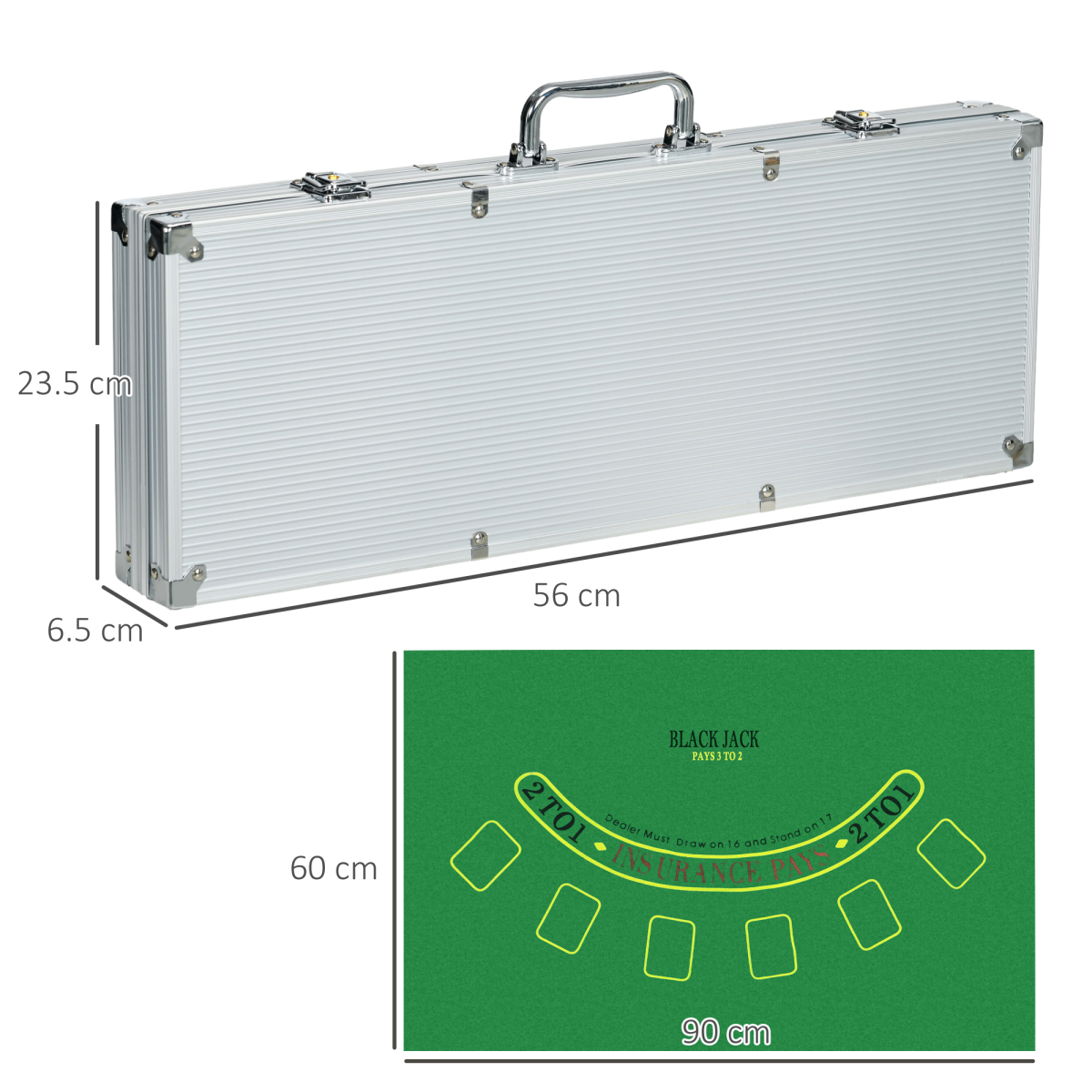 SPORTNOW 500-Piece Poker Chips Set with Mat, Aluminium Case & Two Decks of Cards
