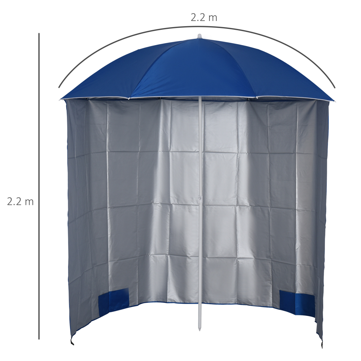 2.2M Fishing Umbrella with Side Panels – Outdoor Beach Sun Shade Shelter with Carry Bag