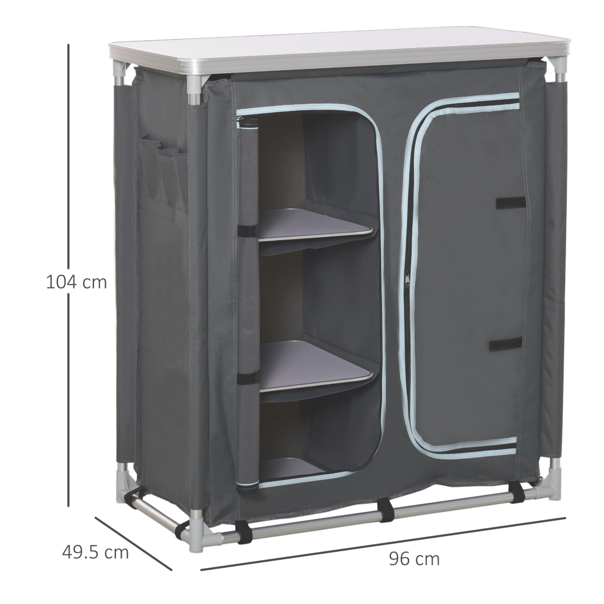 Aluminium 3-Shelf Camping Cupboard with Kitchen Station & Carry Bag