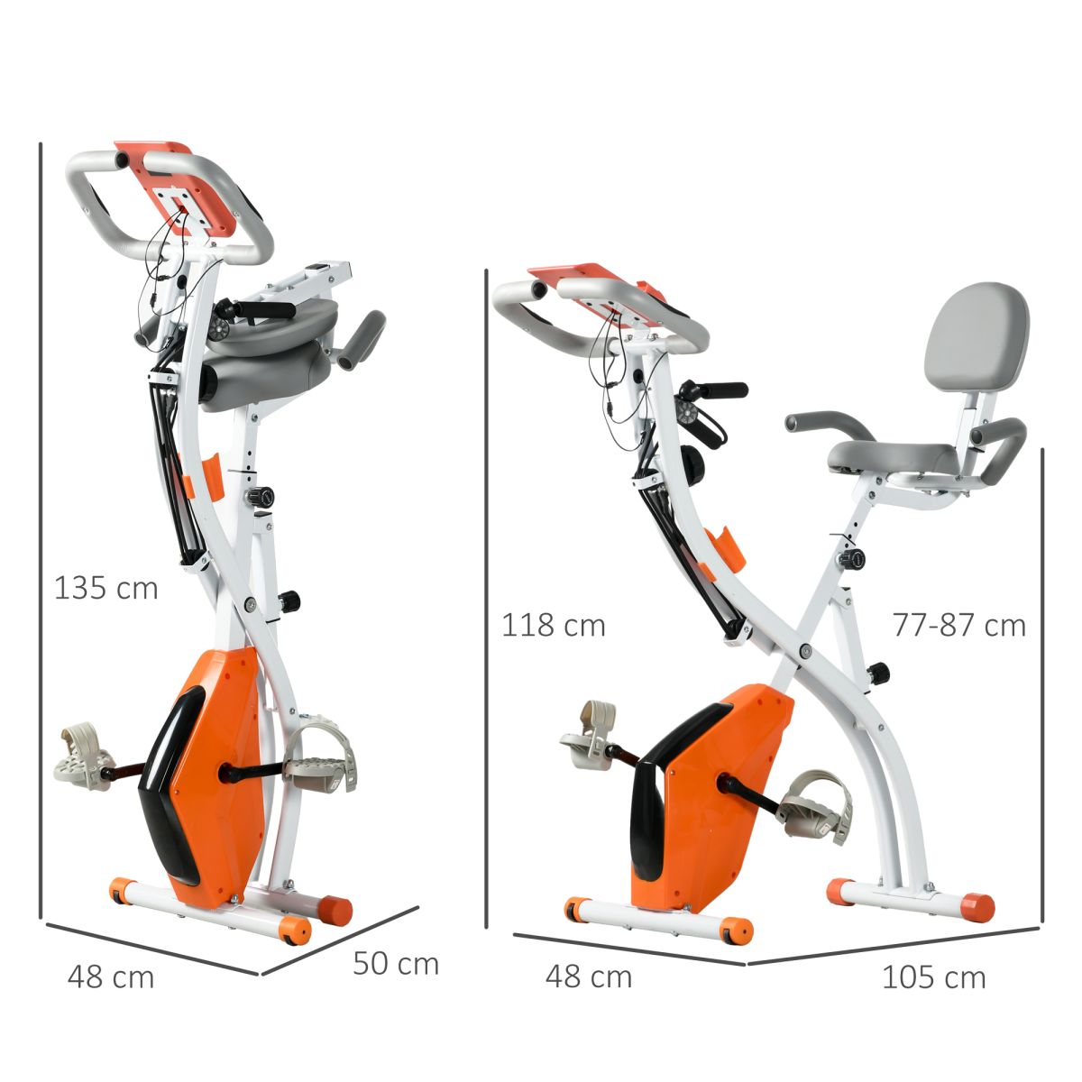 2-in-1 Upright & Recumbent Exercise Bike – 8-Level Resistance, Pulse Sensor & Foldable X-Bike (Orange) - All Round Fitness