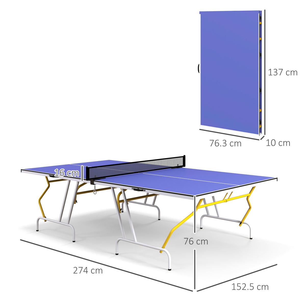 9FT Foldable Table Tennis Table with Net, Paddles, Balls & Protective Cover – Blue