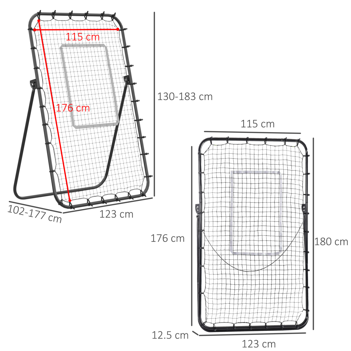 Adjustable Foldable Football Rebounder Net with Target Zone by HOMCOM - All Round Fitness