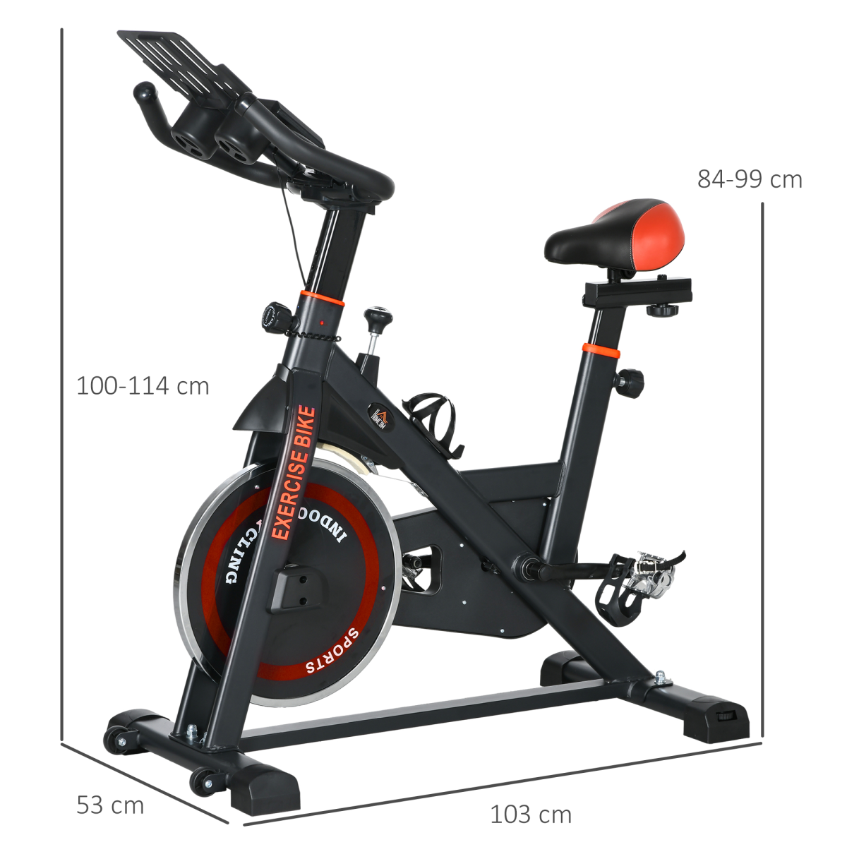 Indoor Exercise Bike with 8kg Flywheel, Adjustable Resistance & LCD Monitor – Black