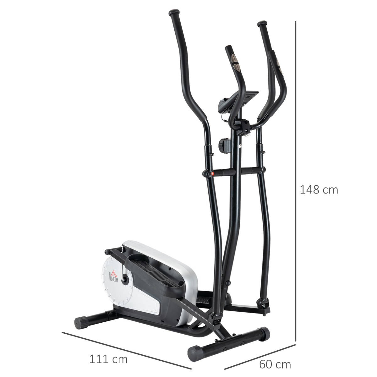 HOMCOM Elliptical Cross Trainer with 8 Resistance Levels, LCD Monitor & Transport Wheels