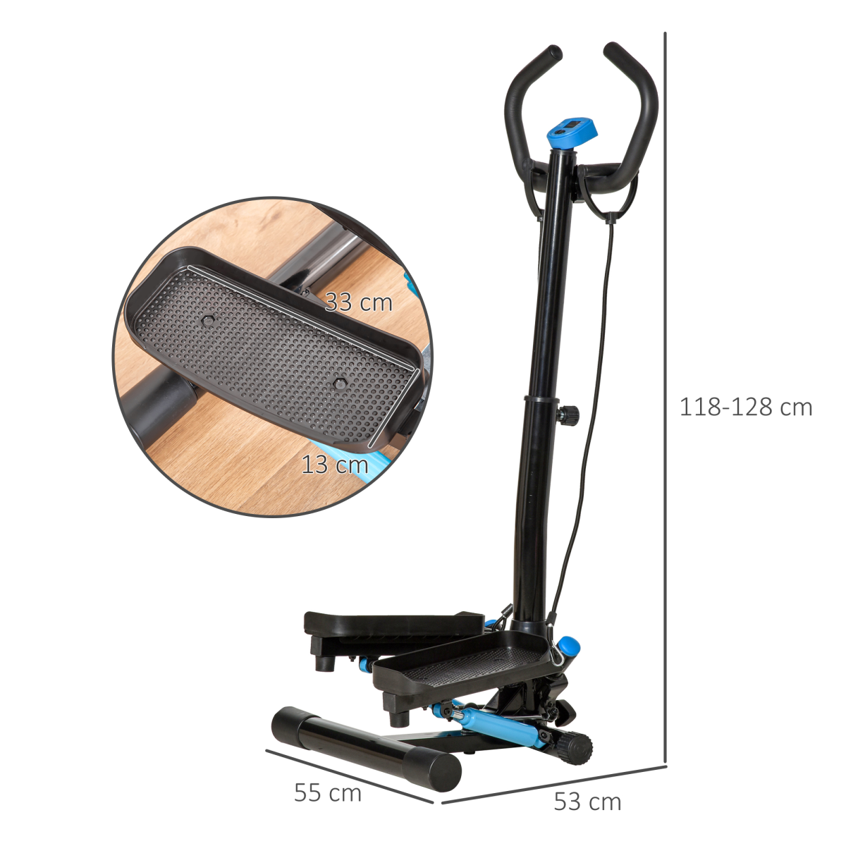 HOMCOM Adjustable Stepper Machine - Compact Fitness for Home & Office Workouts - All Round Fitness