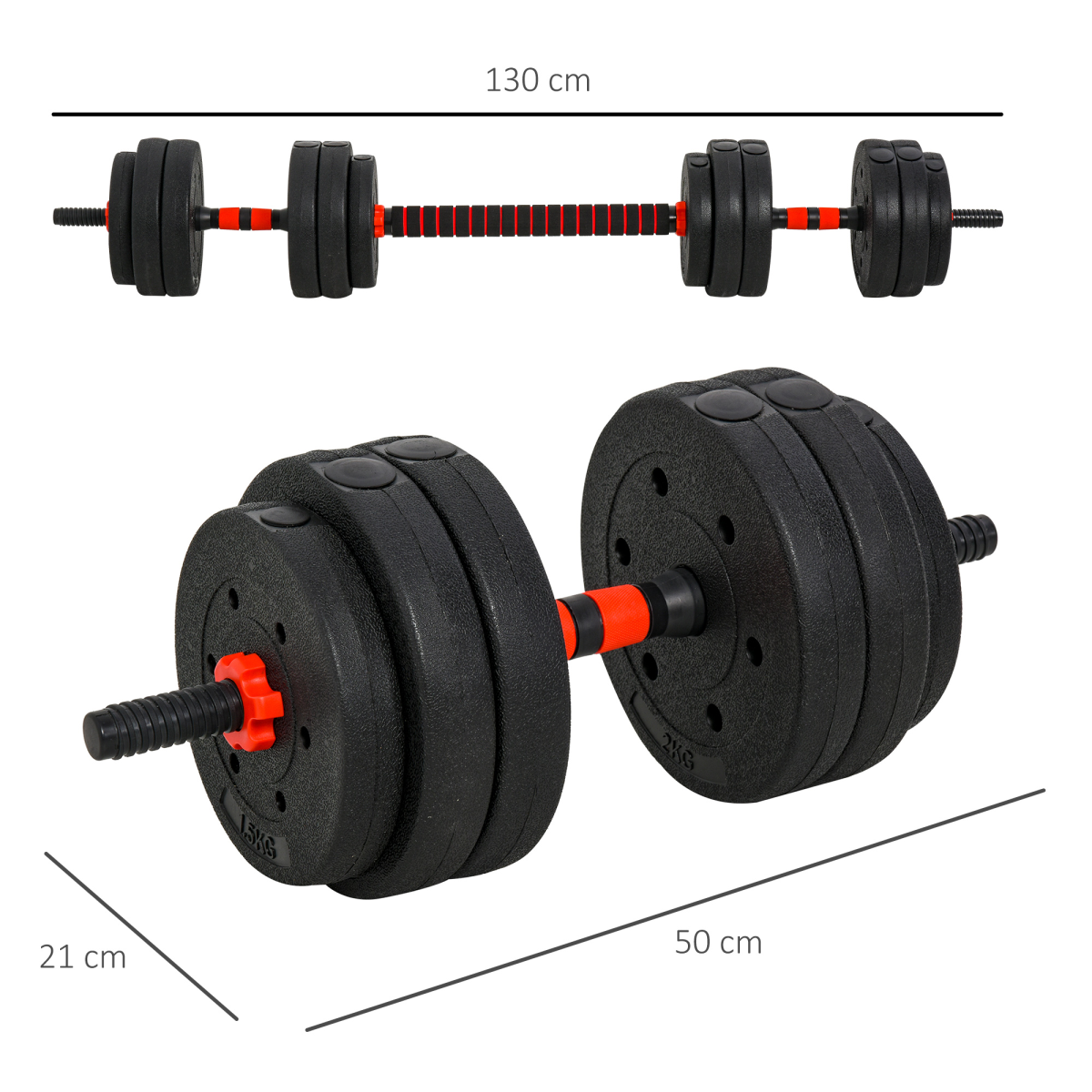 2-in-1 Adjustable 25kg Dumbbell & Barbell Set for Ultimate Home Fitness - All Round Fitness