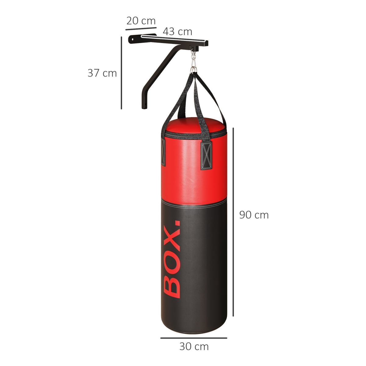 Unfilled Punch Bag with Boxing Gloves & Wall-Mounted Bracket