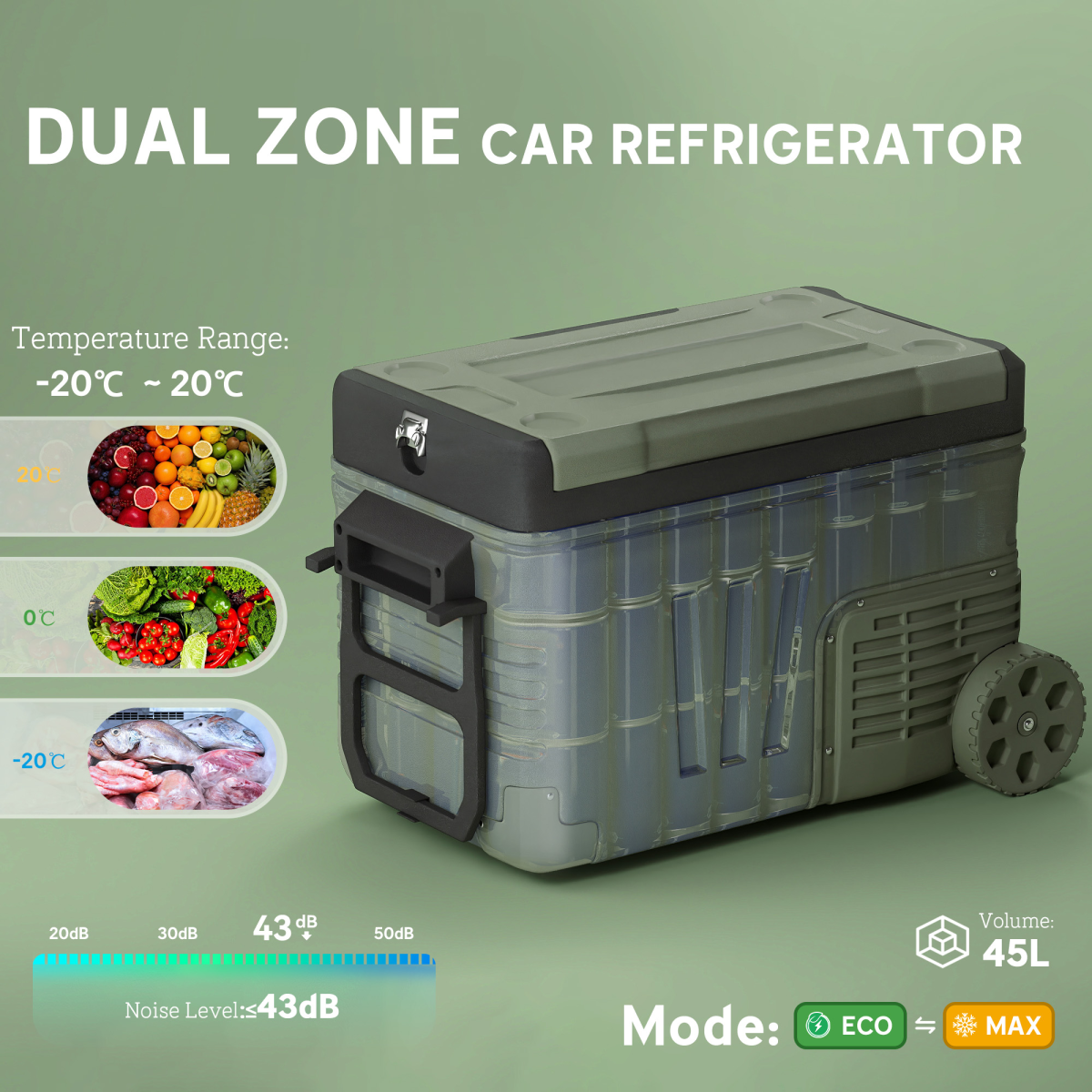 Outsunny 33L Portable Camping Fridge Freezer with Dual Zone, Car & Home Use, -20℃ to 20℃