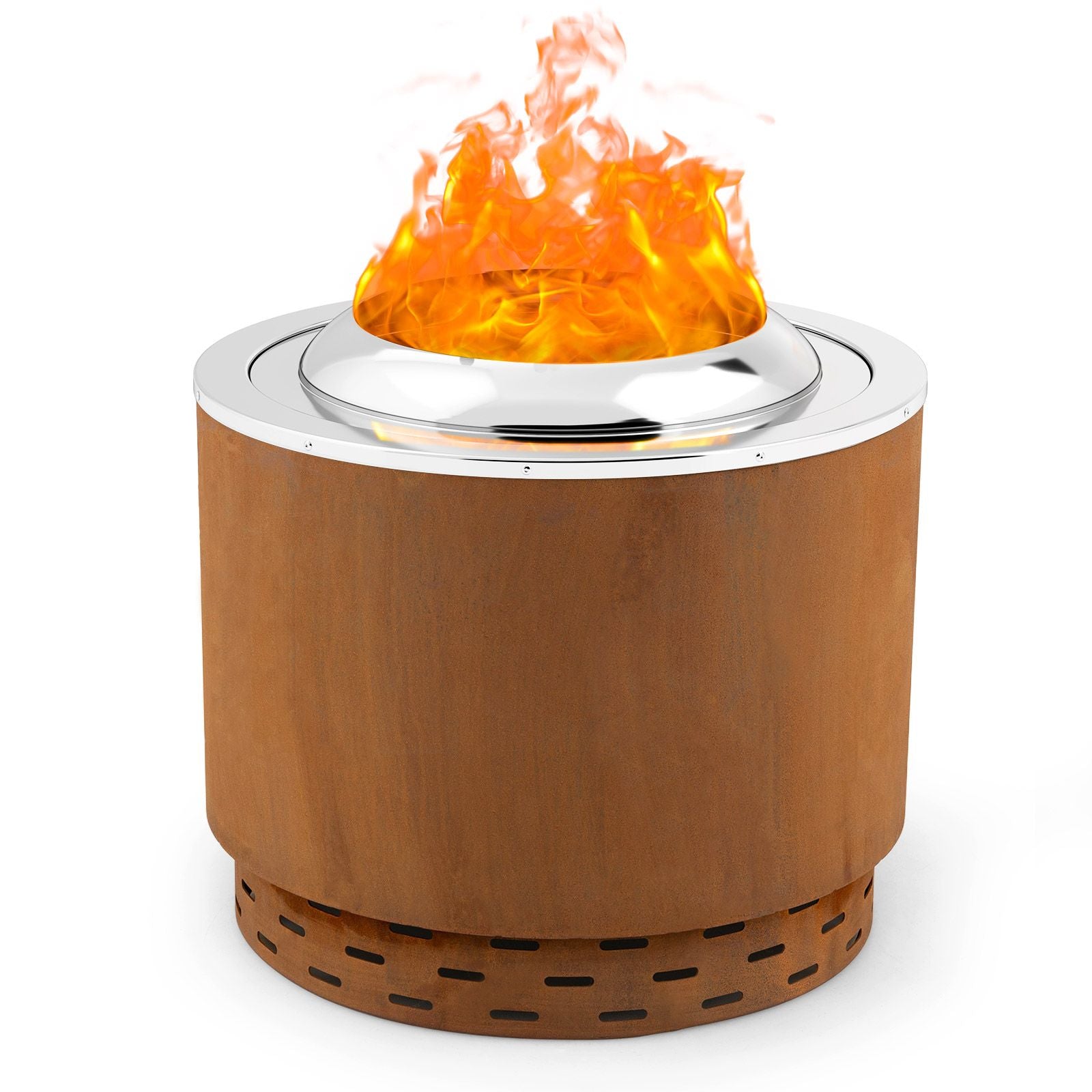 49 cm Smokeless Stainless Steel Fire Pit with Weather-Resistant Steel Exterior