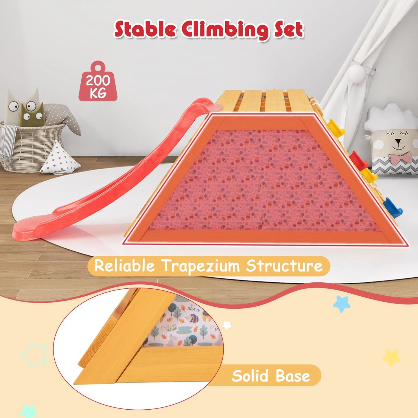 5-in-1 Wooden Jungle Gym with Slide, Climbing Wall & Rope Ladder | Indoor & Outdoor Montessori Playset for Kids Ages 3–8