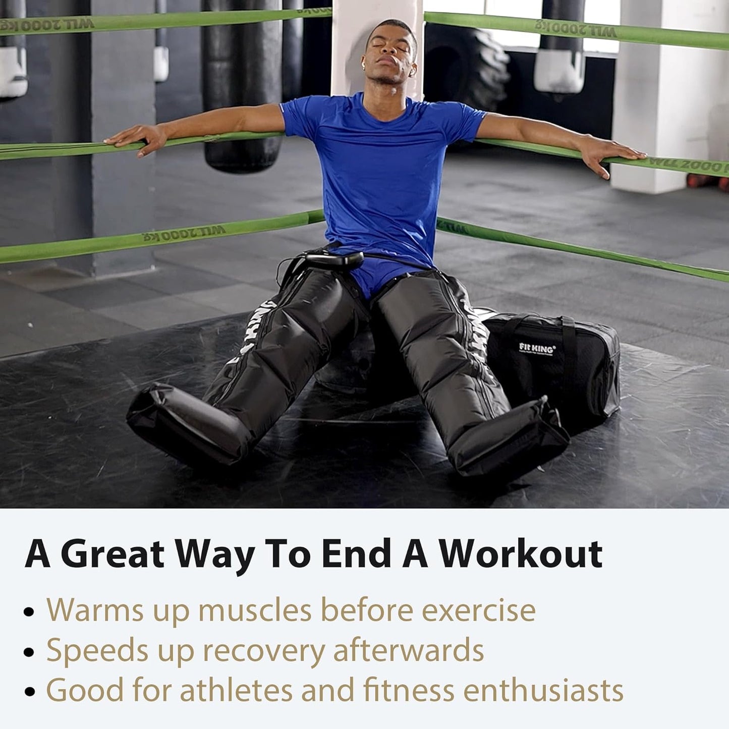 FIT KING Leg Recovery Boots | Compression Massage Machine for Pain Relief, Circulation & Muscle Recovery (Available in S / M / L)| Foot, Calf & Thigh Air Compression Massager with LCD Display