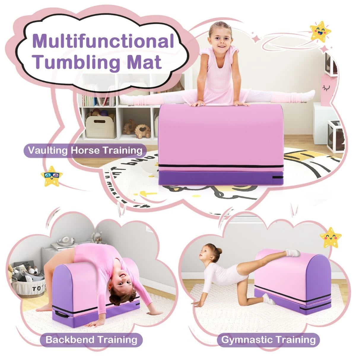 Mailbox Tumbling Mat with Detachable Section & Carry Handle – Gymnastics Trainer for Kids