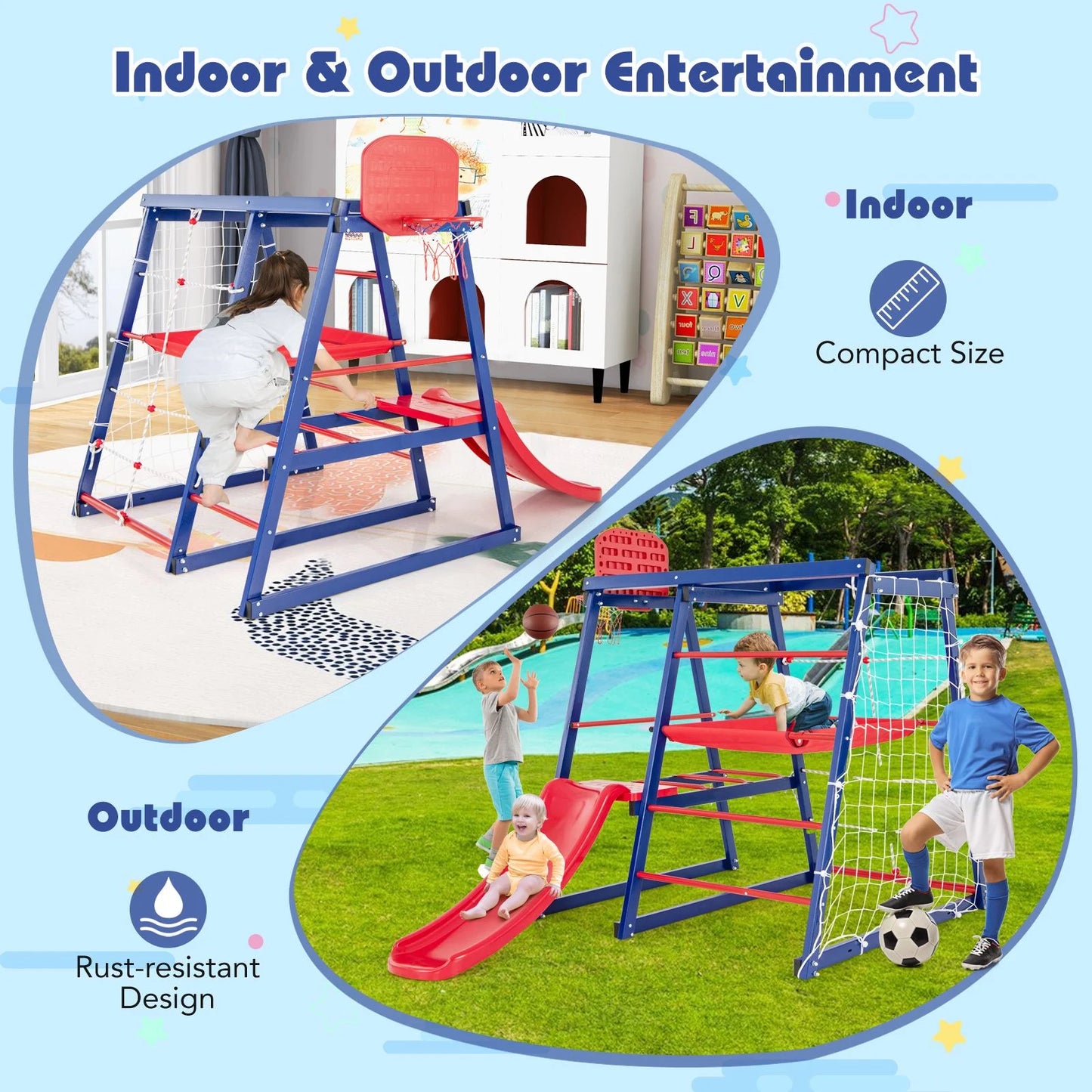 7-in-1 Jungle Gym Playset for Toddlers Aged 3-7