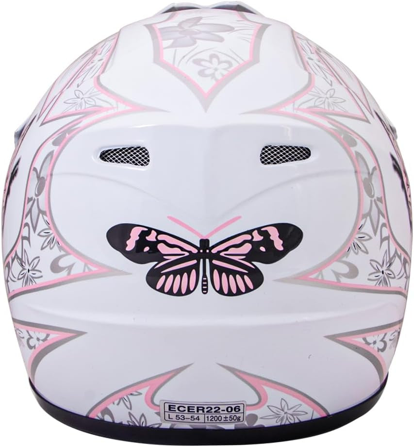 Butterfly Kids MX Motocross Helmet with Gloves (L: 53-54cm) | ECE 22.06 Certified Lightweight Motorbike Helmet for Children | Shock-Absorbing ABS Shell with Breathable Padding