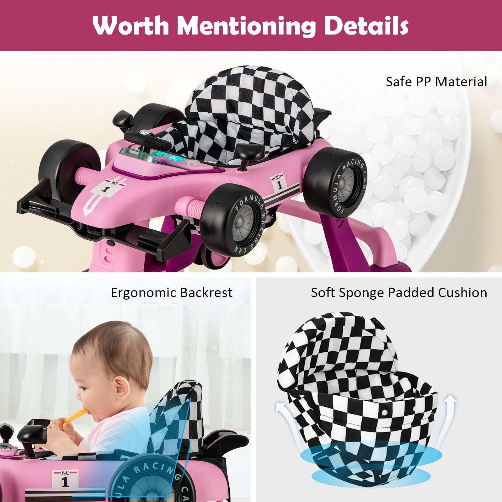 4-in-1 Adjustable Height and Speed Baby Push Walker