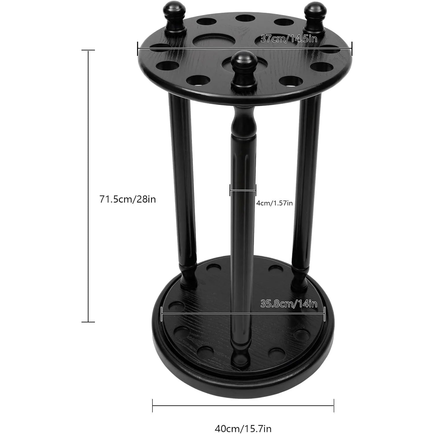 Wood Billiard Cue Rack 9 Pool Cue Holder Revolving Billiard Stick Cue Rack Pool Cue Holder Floor Stand (Black)