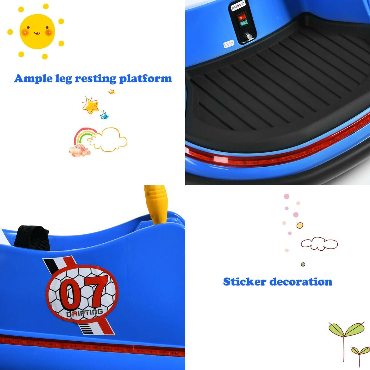 Children's Ride-On Bumper Car with Vibrant Flashing Lights and Music