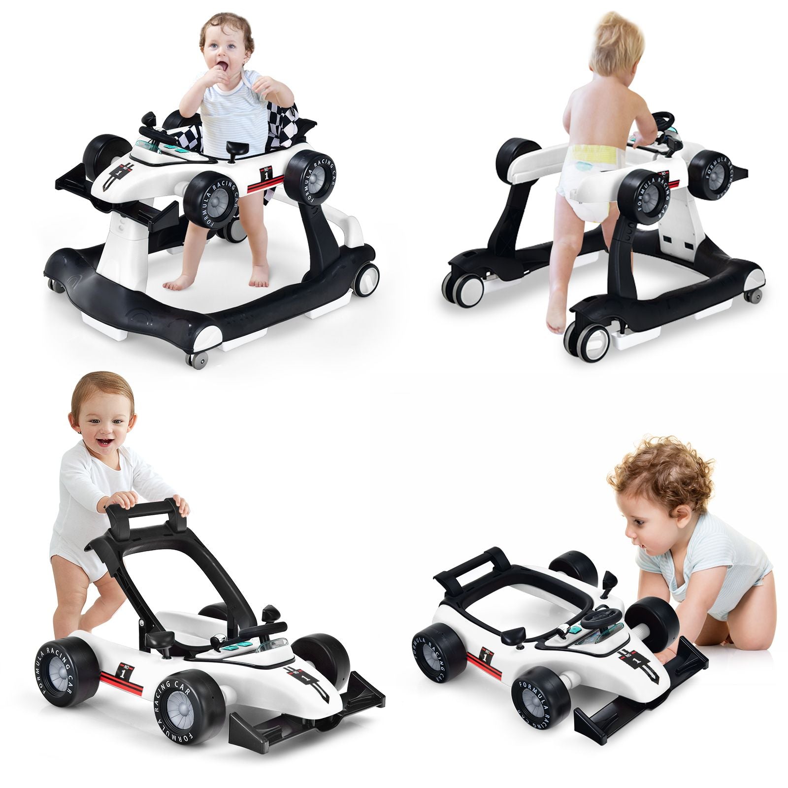 4-in-1 Adjustable Height and Speed Baby Push Walker