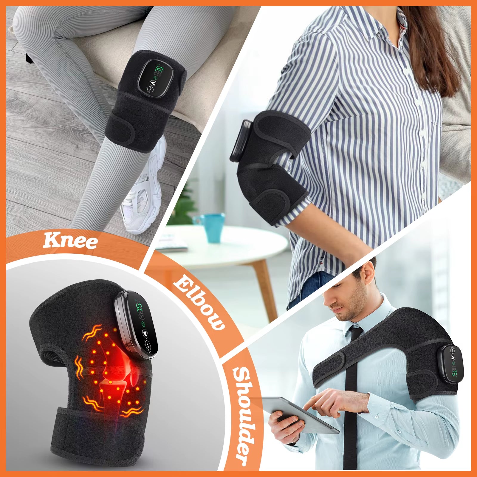 Wireless Electric Knee Brace Vibration Heating Knee Massager Red Light Therapy Hot Compress Knee Pad Shoulder Elbow Pad