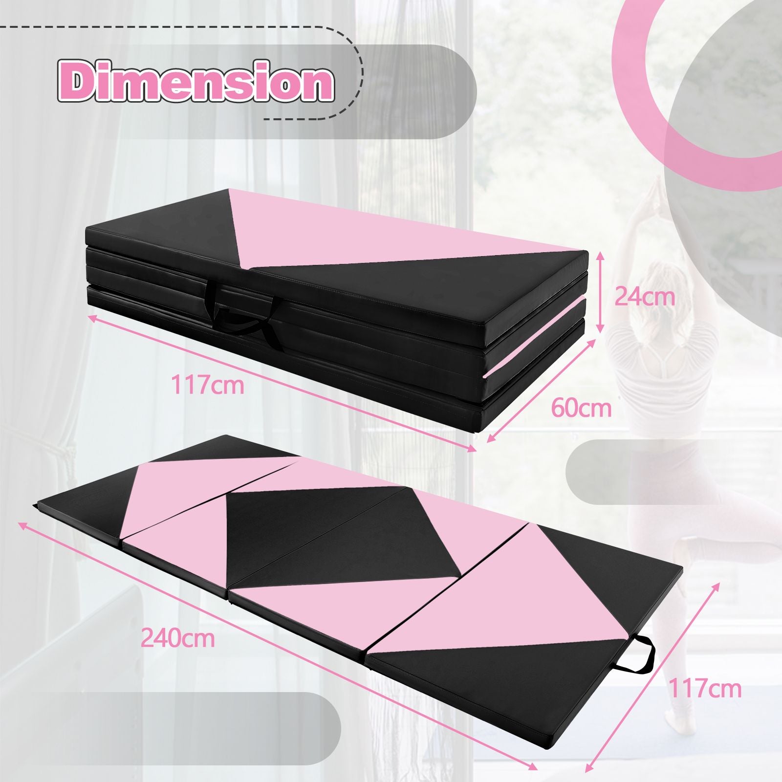 240 cm PU Leather Folding Gymnastics Mat
