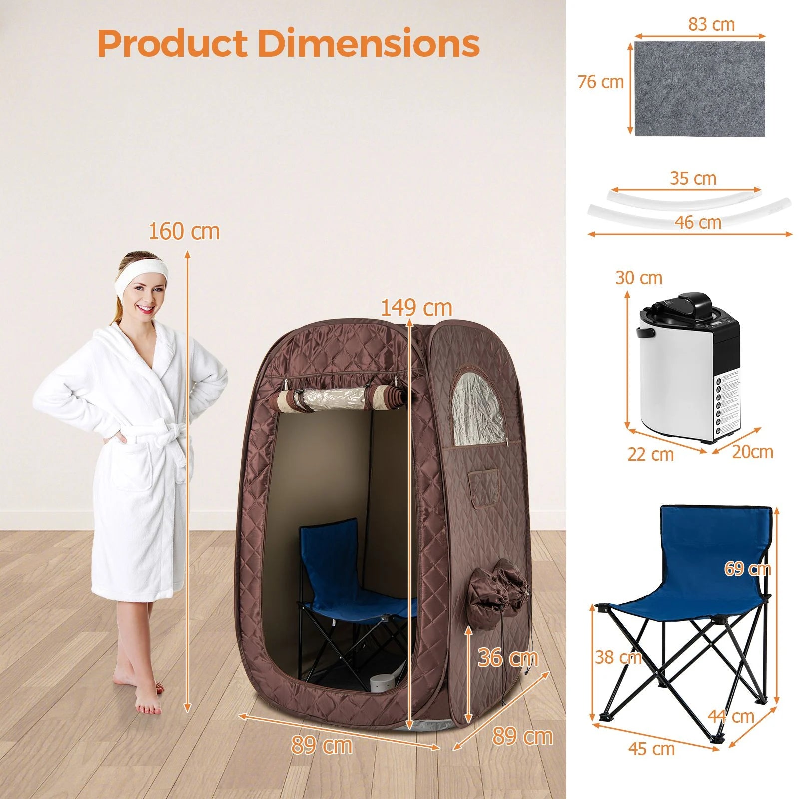Portable Steam Sauna Tent with 1000W Steam Generator and Chair, 3L Capacity