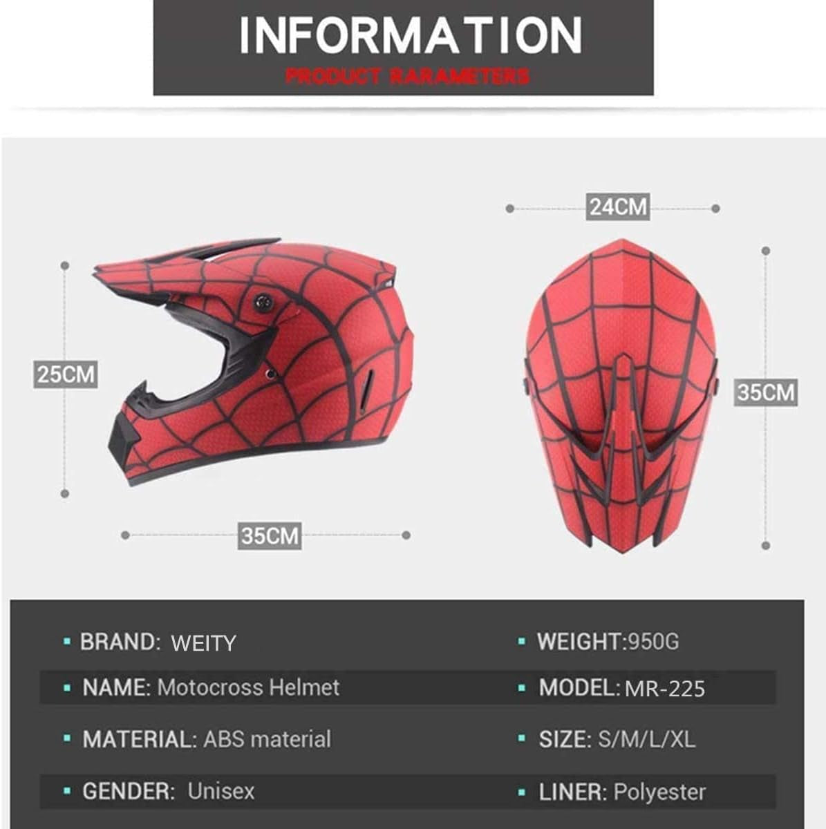 Full Face Red & Black Web Motocross Helmet Set – DOT Certified MTB MX ATV Dirt Bike Helmet with Goggles, Gloves & Mask | Adults & Youth Sizes