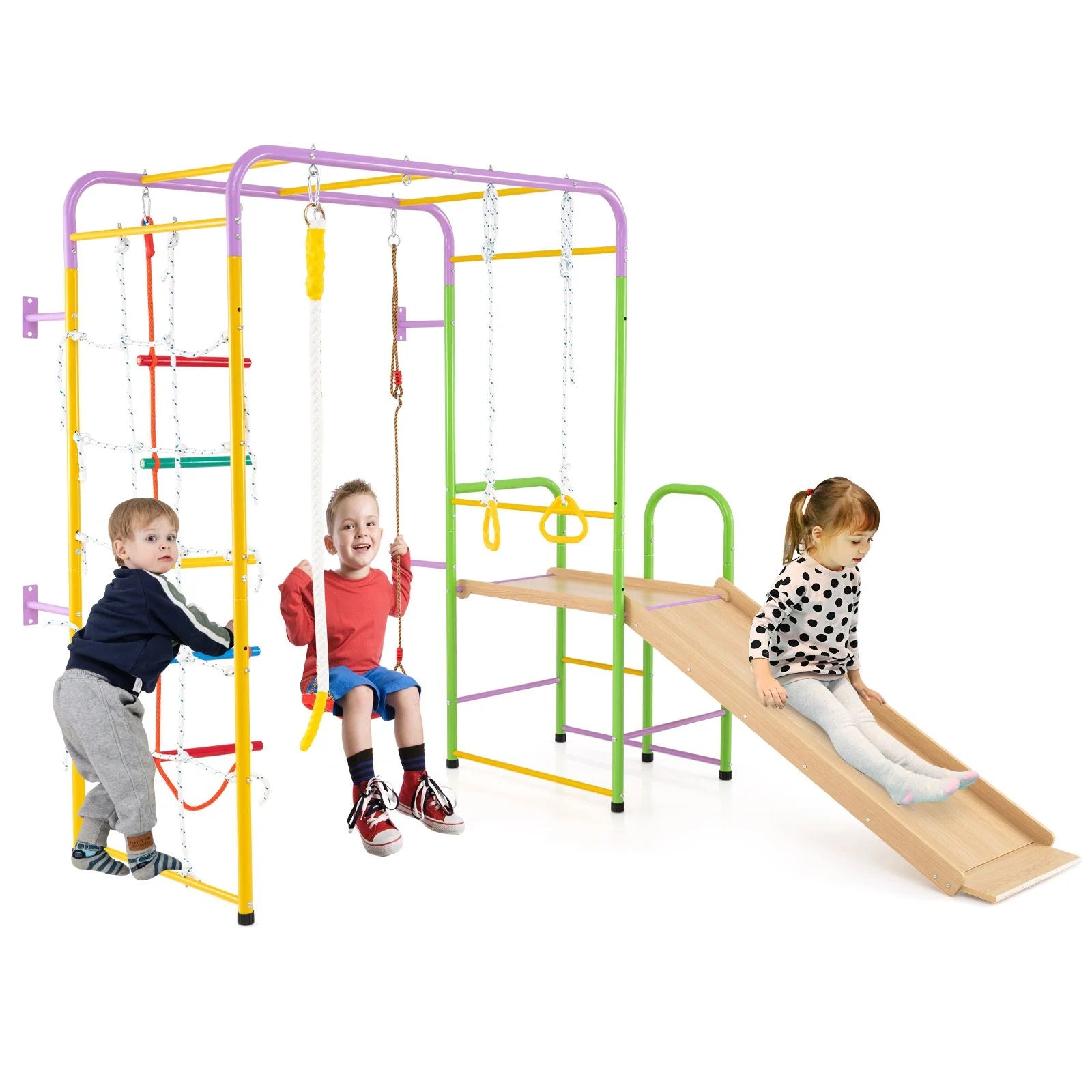 Metal Indoor Jungle Gym: 8-in-1 Climbing Playset for Children Aged 3 and Up