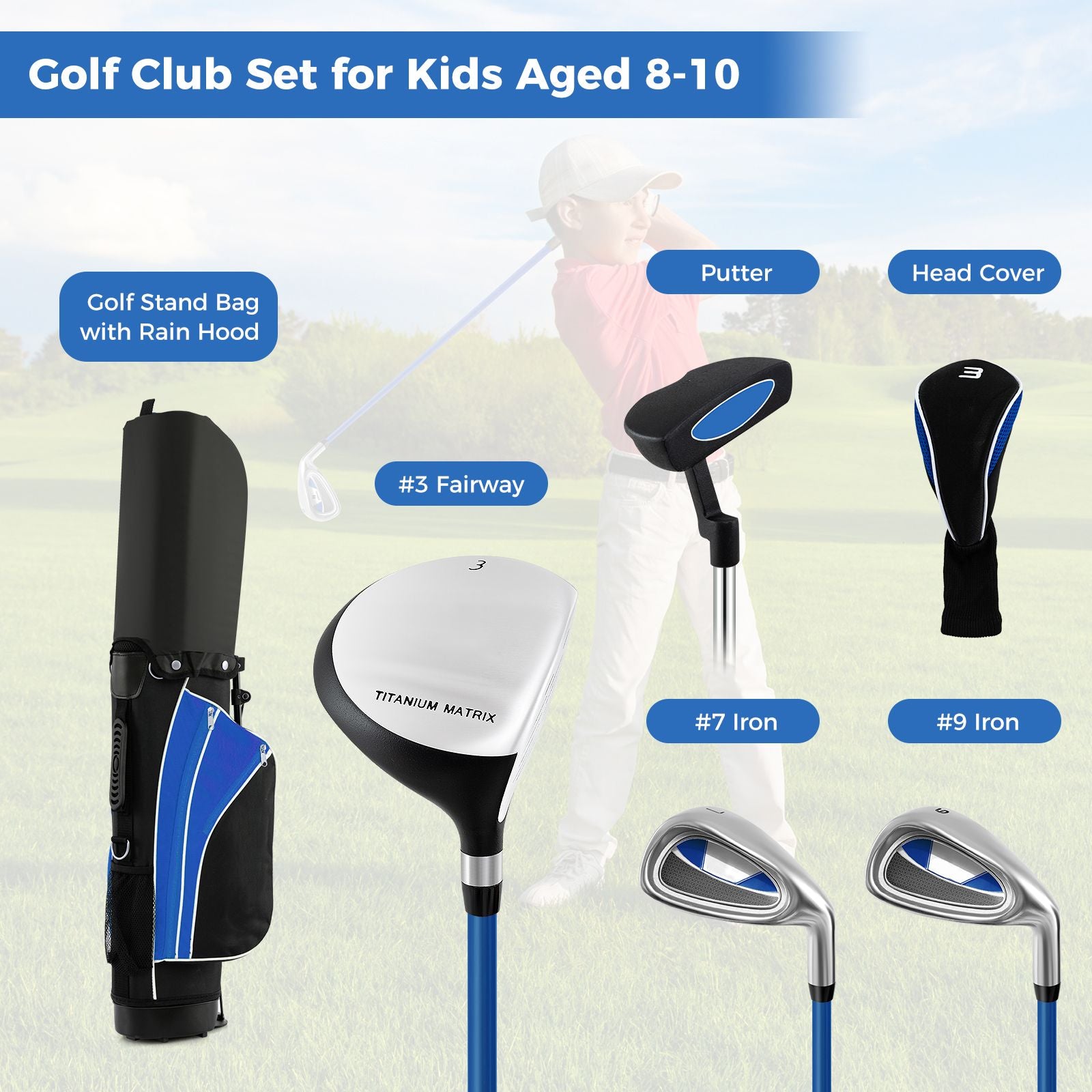 Complete Golf Club Set for Children Aged 8-13 Years
