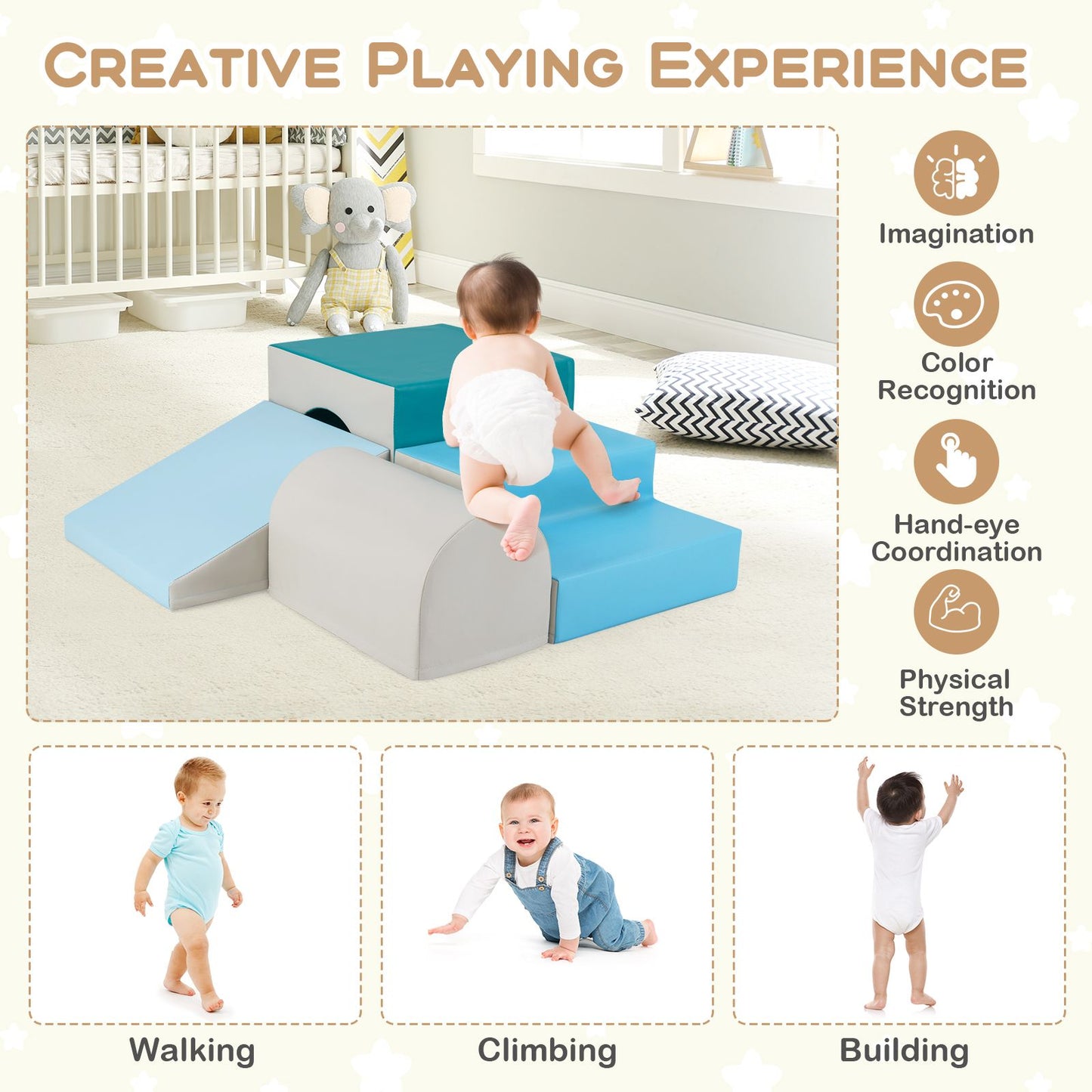 Infant and Toddler Climbing and Crawling Foam Block Play Set