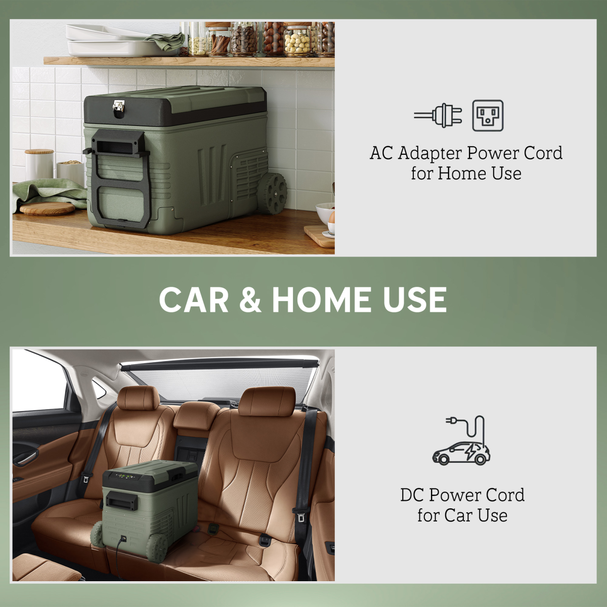 Outsunny 33L Portable Camping Fridge Freezer with Dual Zone, Car & Home Use, -20℃ to 20℃