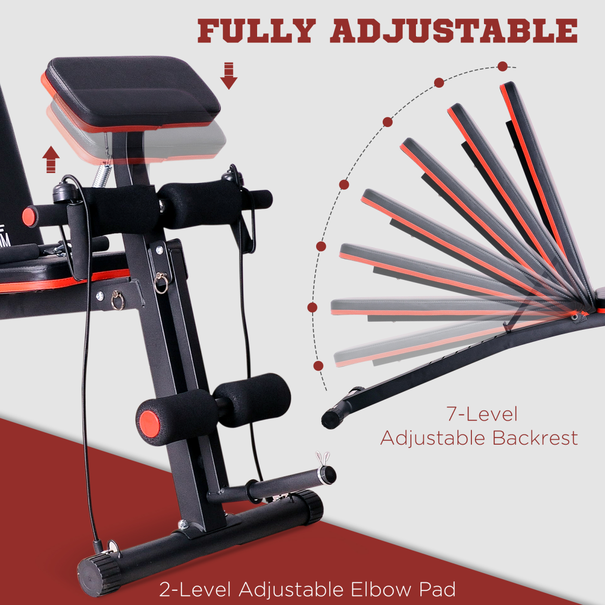 Versatile Foldable Dumbbell Bench - 7 Adjustable Incline Positions for Total Body Workout - All Round Fitness