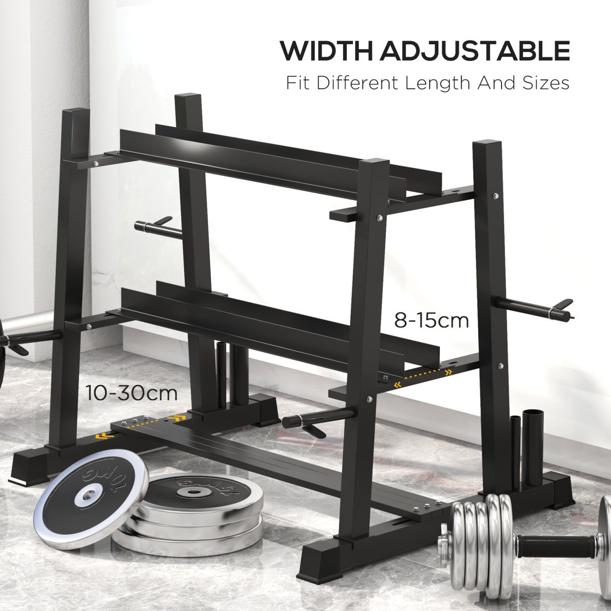3-Tier Dumbbell Rack for Dumbbells, Kettlebells, Weight Plates & Barbells – Heavy Duty Steel Storage (Rack Only)